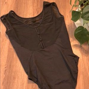 Black Bloch Leotard w Buttons